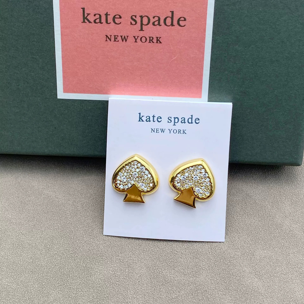 kate spade Full Zircon Set Polished Metal Spade Earrings